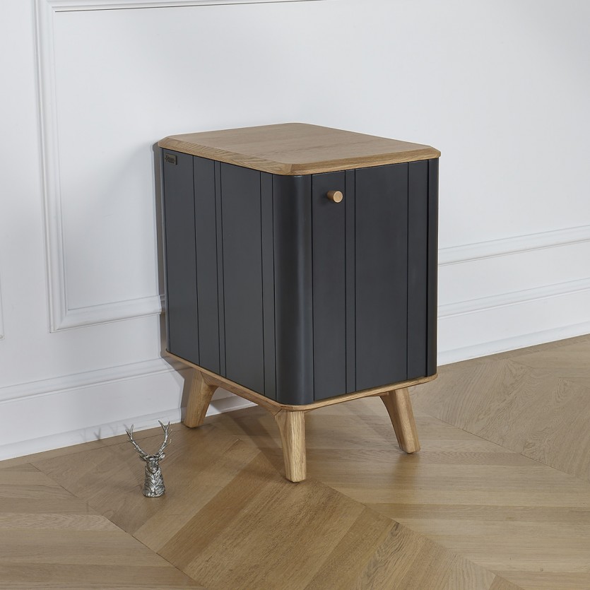 KYOTO - Modern style bedside table in oak, 1 door, 1 shelf