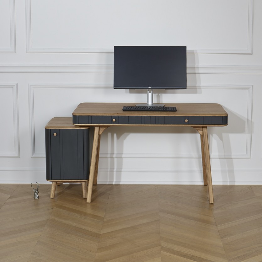 KYOTO - Modern style desk, oak top, 2 drawers