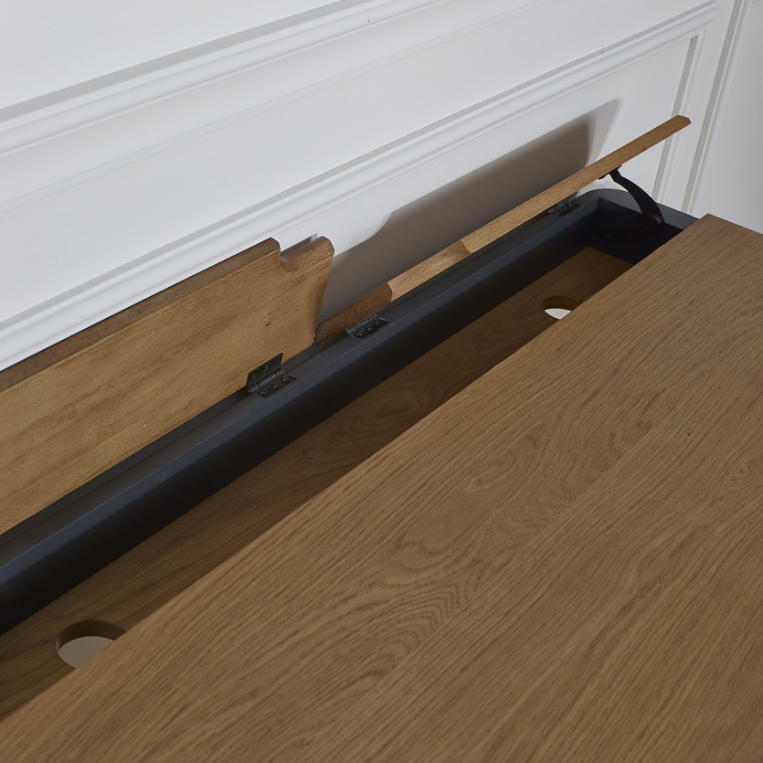 KYOTO - Scrivania stile moderno, piano in rovere, 2 cassetti