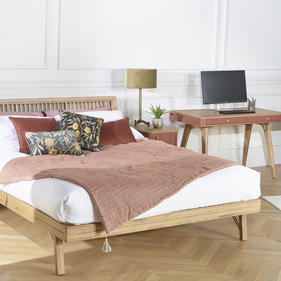 GABRIEL - Lit double contemporain en chêne massif 160x200