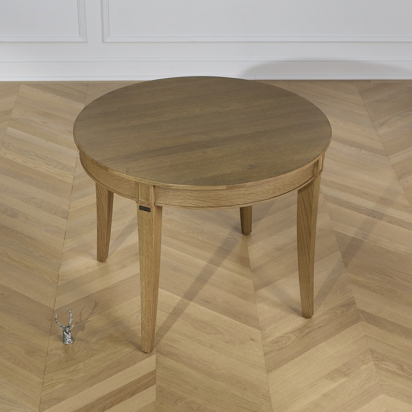 Ronde eettafel HAUSSMANN - Romantische stijl in eikenhout, 4 zitplaatsen