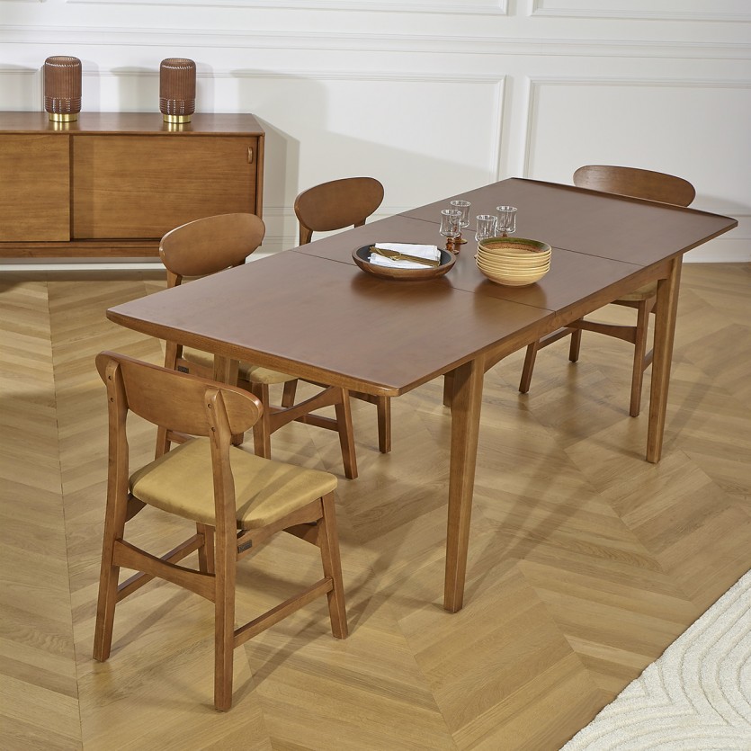 DALHIA - Table salle à manger extensible en bois, style nordique, 6/8 couverts