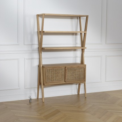 DOROTHY - Etagère contemporaine en chêne et cannage
