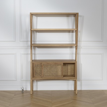 DOROTHY - Etagère contemporaine en chêne et cannage