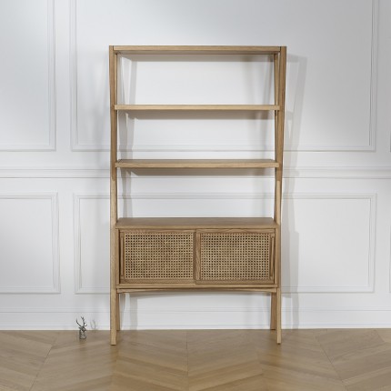 DOROTHY - Etagère contemporaine en chêne et cannage