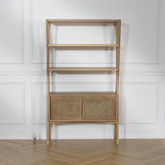 DOROTHY - Etagère contemporaine en chêne et cannage