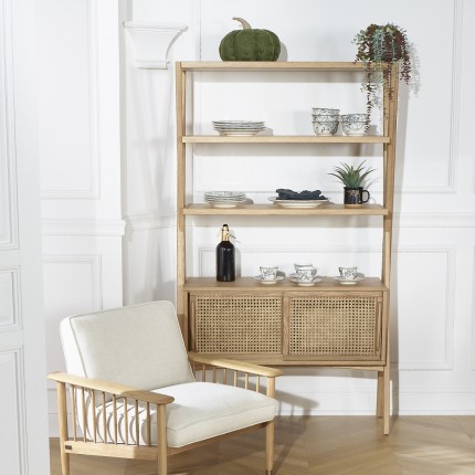 DOROTHY - Etagère contemporaine en chêne et cannage