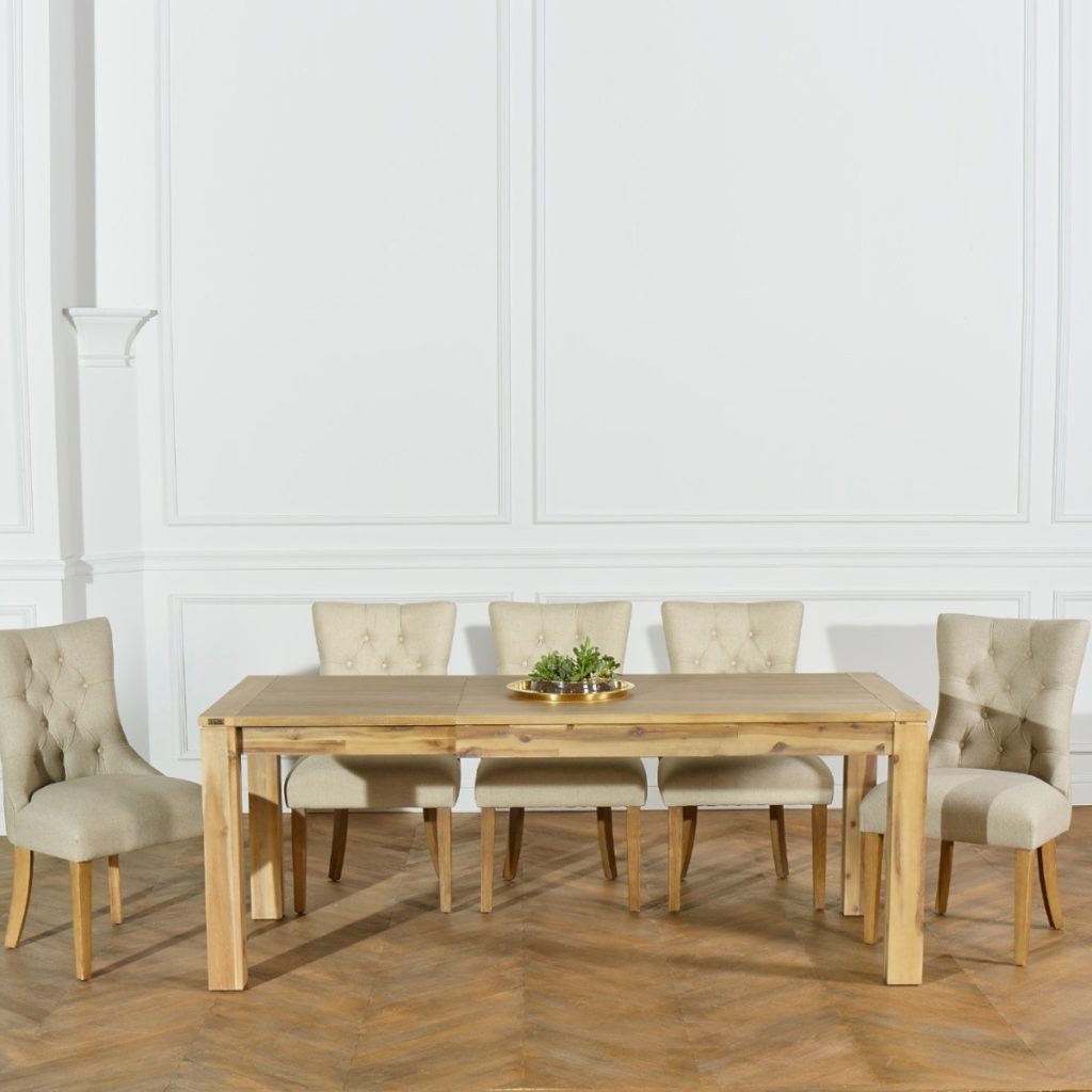 Table de repas extensible Enzo, en bois massif, 8 à 10 couverts