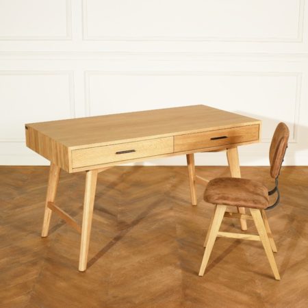 ROBIN DES BOIS 3 - bureau-en-chêne-140-cm-2-tiroirs-brooklyn