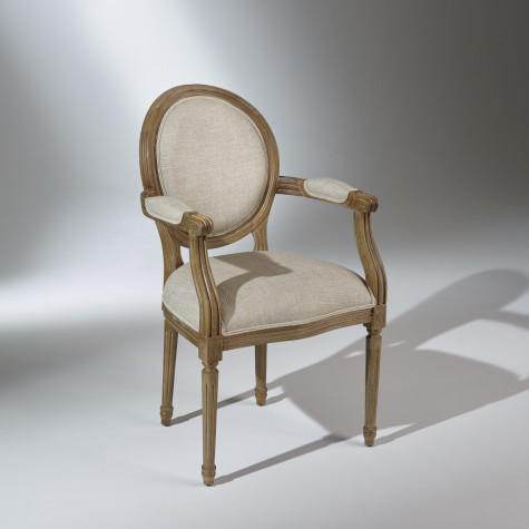 fauteuil de style à médaillon finition lin naturel