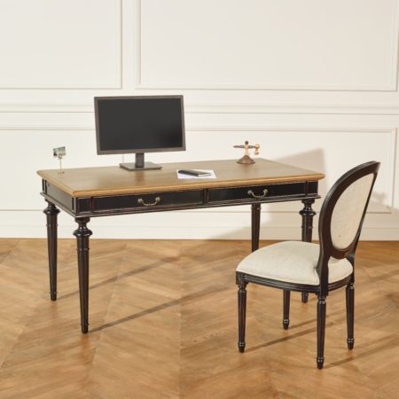 Bureau style classique bois et laque noire