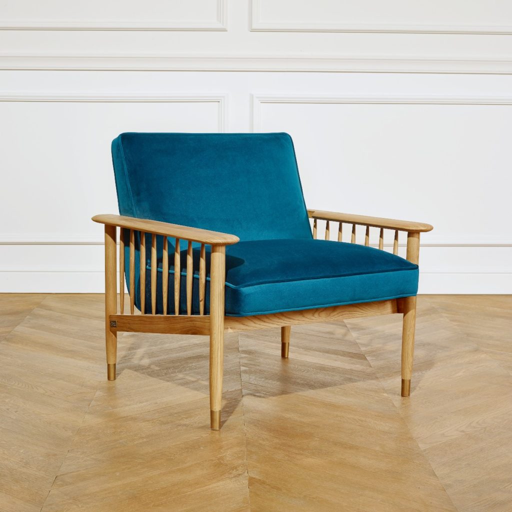 fauteuil lounge albertine chene et velours