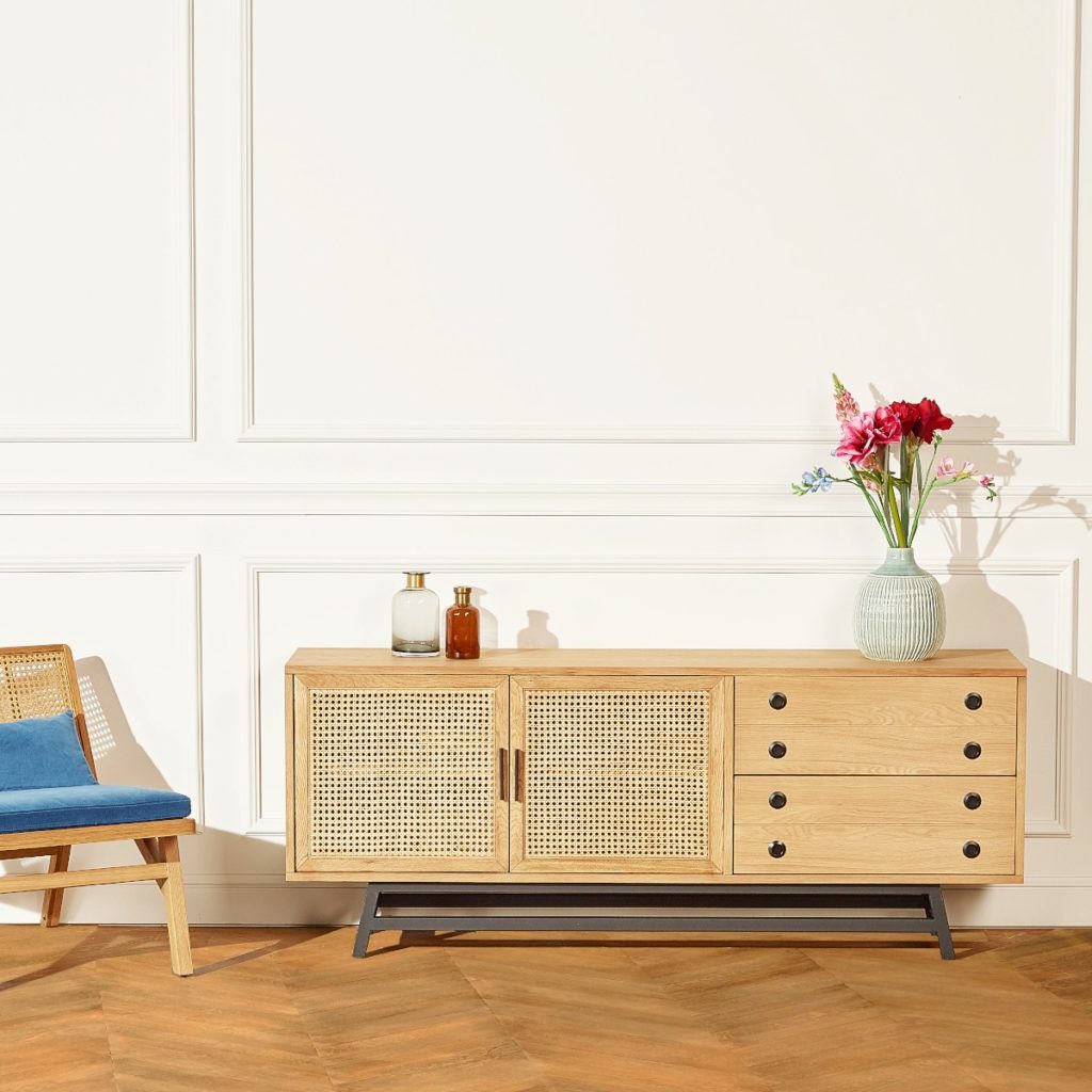 Meuble bas de cuisine en bois de sheesham massif L 120 cm Luberon